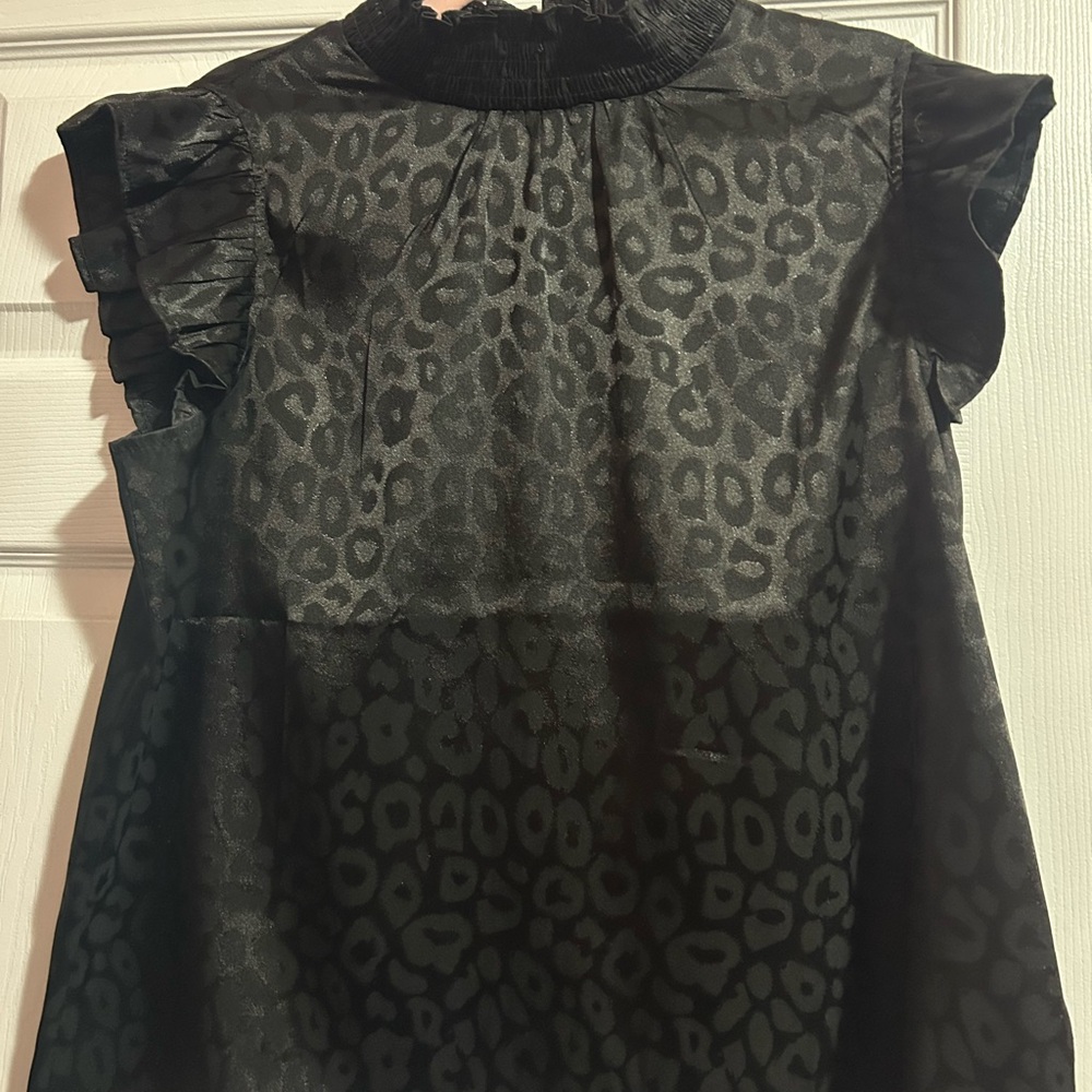 Black Leopard Print Blouse